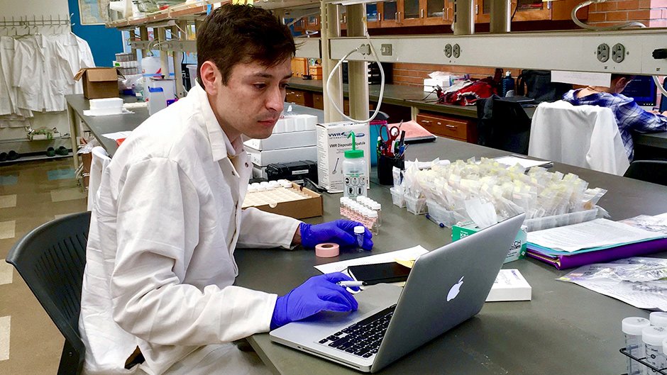 Marcos Martinez in the Archaeological Chemistry Lab at Arizona State University