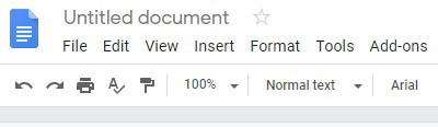 Google Docs editing controls header