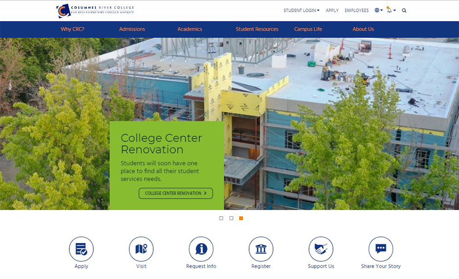 Screenshot of the CRC website