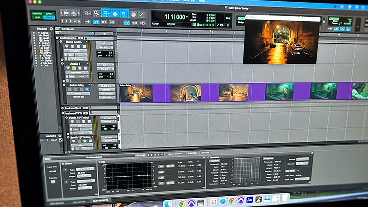 An editing software display