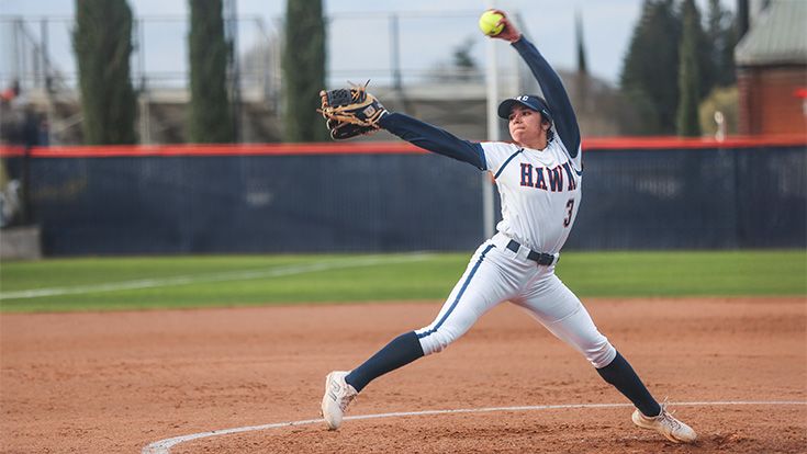 CRC Hawks Softball pitcher Anjalina Dahdouh in action