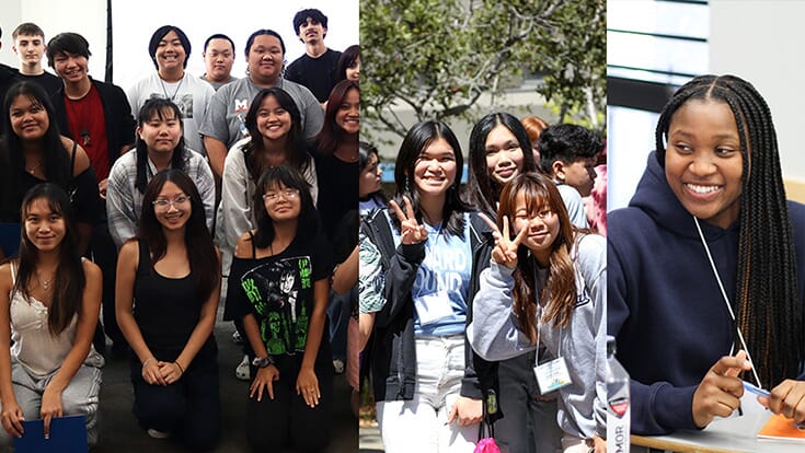 A collage of photos of dual enrollment students on CRC campus